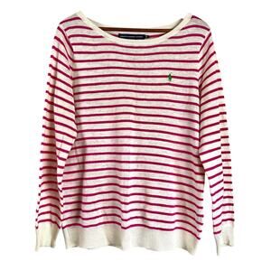 Ralph Lauren Pink Stripe Cotton Linen Perfect Spring Summer Sweater Top XL